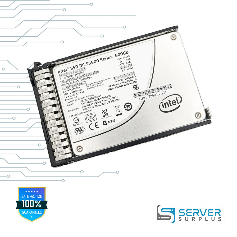HP SSD DC S3500 Series 600GB SATA 6Gb/s 2.5 in Enterprise SSD | 717968-005 | SSDSC2BB600G4P | VK0600GDUTQ | 739913-001