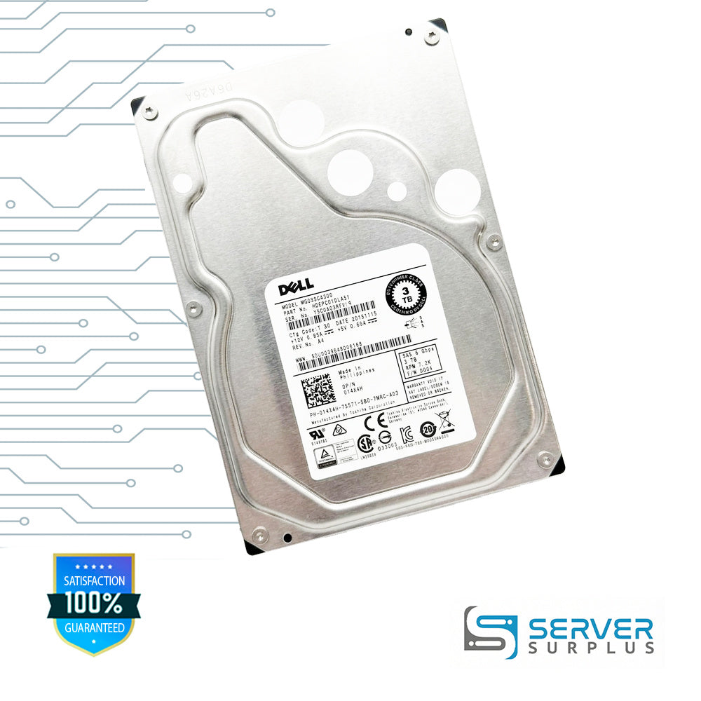 Dell MG03SCA300 3TB SAS 6Gb/s 3.5 in Enterprise HDD | 014X4H | HDEPC01DLA51 | PH-014X4H-75571-5BD-7MRC-A03 | 14X4H