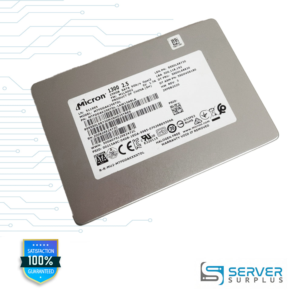 Lenovo Micron 1300 256GB SATA III 6Gb/s 2.5-Inch Opal2 SSD (5SSD0L68830)