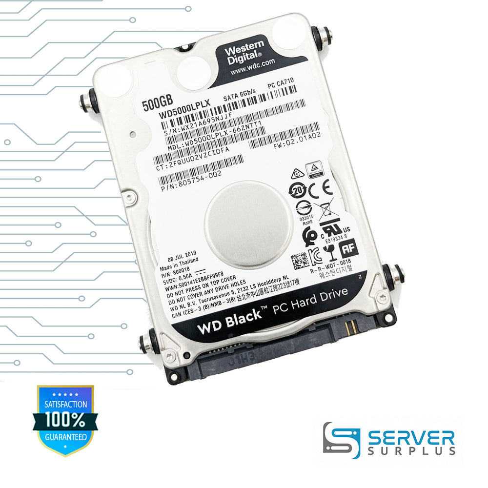 HP Black 500GB SATA 6Gb/s 2.5 in Enterprise HDD | 805754-002 | WD5000LPLX | L17091-111