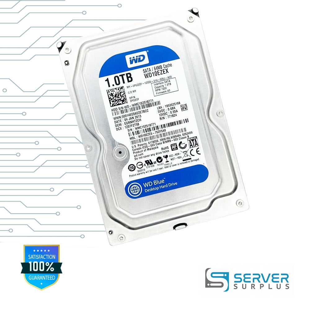 Dell Blue 1TB SATA 7200 RPM 3.5 in Enterprise HDD | 0PGD3Y | WD10EZEX | PGD3Y