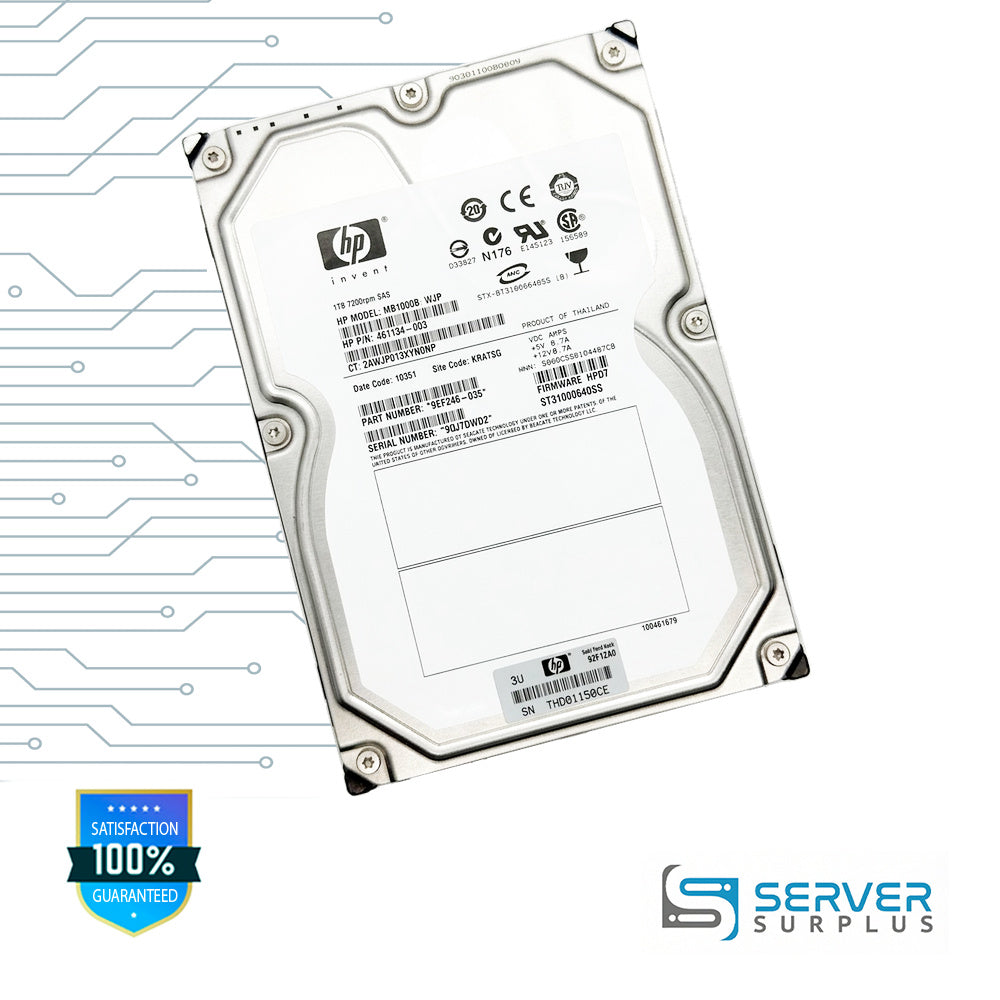 HP MB1000B 1TB SAS 7.2K 3.5 in Enterprise HDD | 461134-003 | ST31000640SS | 9EF246-035 | 537718-001 | 92F1ZA0