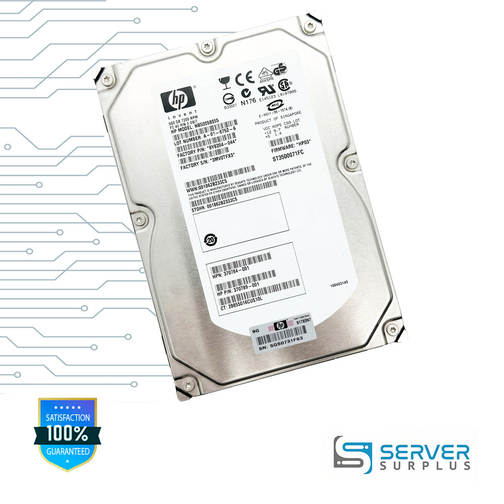 HP 500GB FC 7200 RPM 3.5 in Enterprise HDD | 370789-001 | ST3500071FC | 370795-001 | 370794-001