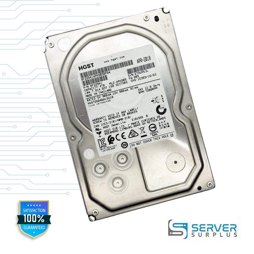 HGST HUS726040ALS210 4TB SAS 12Gb/s 3.5 in Enterprise HDD | 0F22941