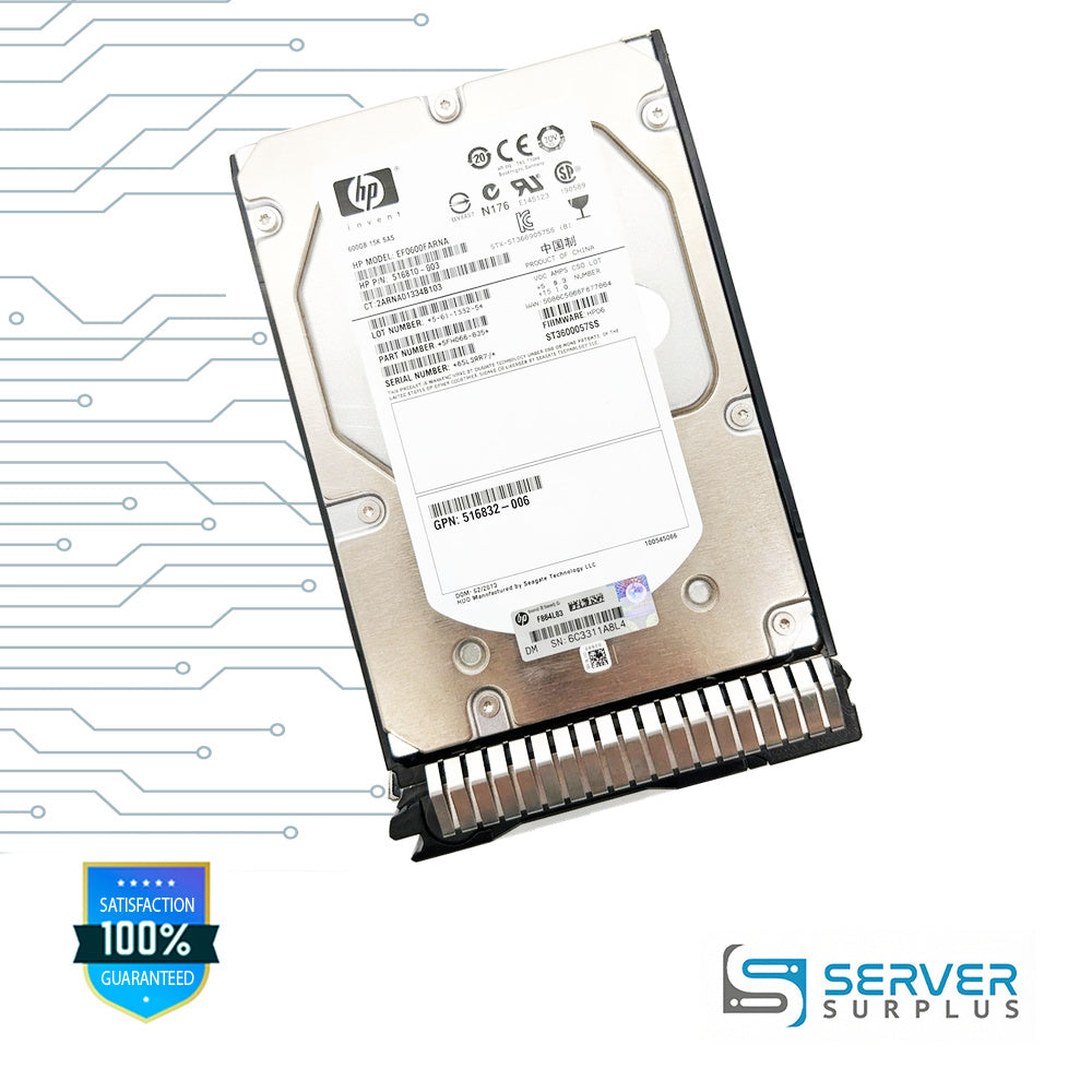 HP 600GB SAS 15K 3.5 in Enterprise HDD | 516810-003 | ST3600057SS | EF0600FARNA | 516832-006