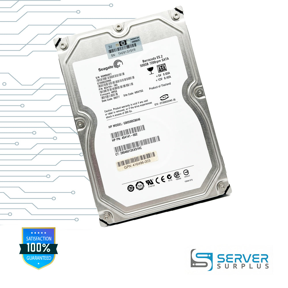 HP Barracuda ES.2 500GB SATA 7.2K 3.5 in Enterprise HDD | 454141-002 | ST3500320NS | GB0500C8046 | 44930C | 28046013XX91HC | 416496-003