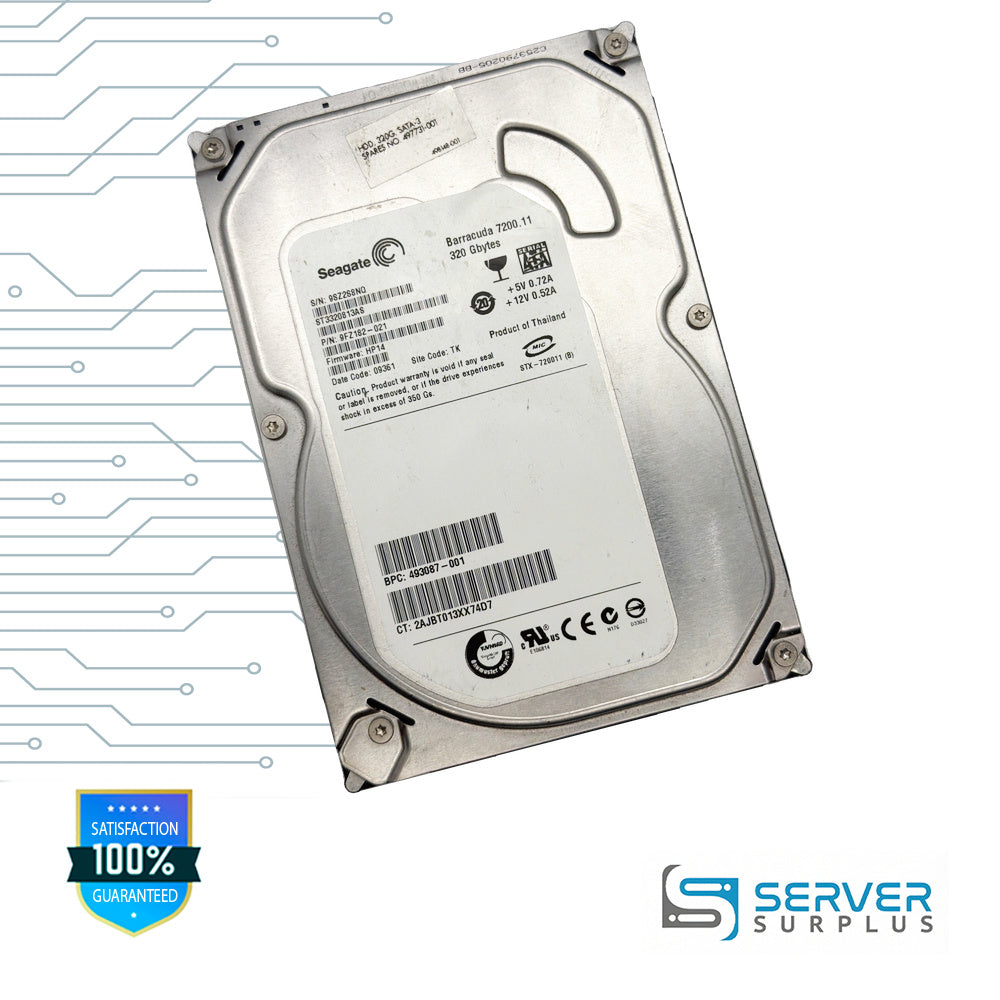HP Barracuda 7200.11 320GB SATA 3.5 in Enterprise HDD | 9FZ182-021 | ST3320813AS | 497731-001