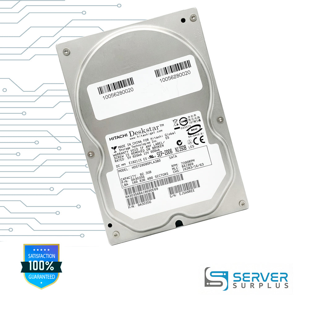 Hitachi Deskstar 82.3GB SATA 7200RPM 3.5 in Enterprise HDD | 0A30356