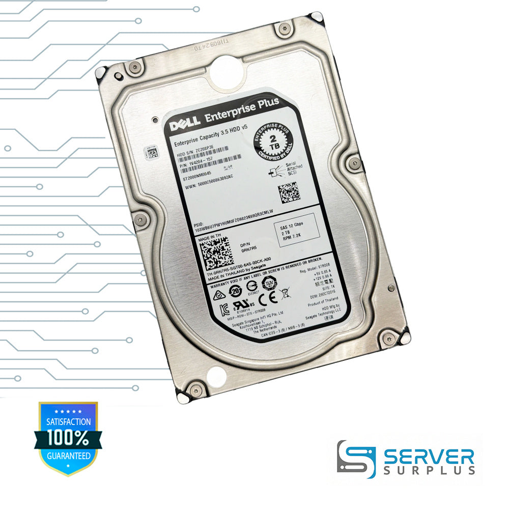 Dell 2TB SAS 12Gb/s 3.5 in Enterprise HDD | 0RN7R5 | ST2000NM0045 | 1V4204-157 | TH-0RN7R5-SGT00-6AS-00CK-A00 | RN7R5