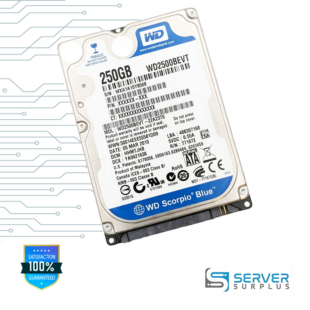 WD Scorpio Blue 250GB SATA 2.5 in Enterprise HDD | WD2500BEVT