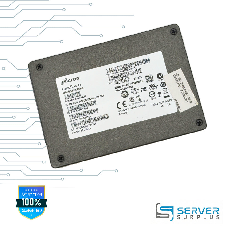 HP RealSSD C400 256GB SATA 6Gb/s 2.5 in Enterprise SSD | 652182-002 | MTFDDAK256MAM-1K1 | 671730-001