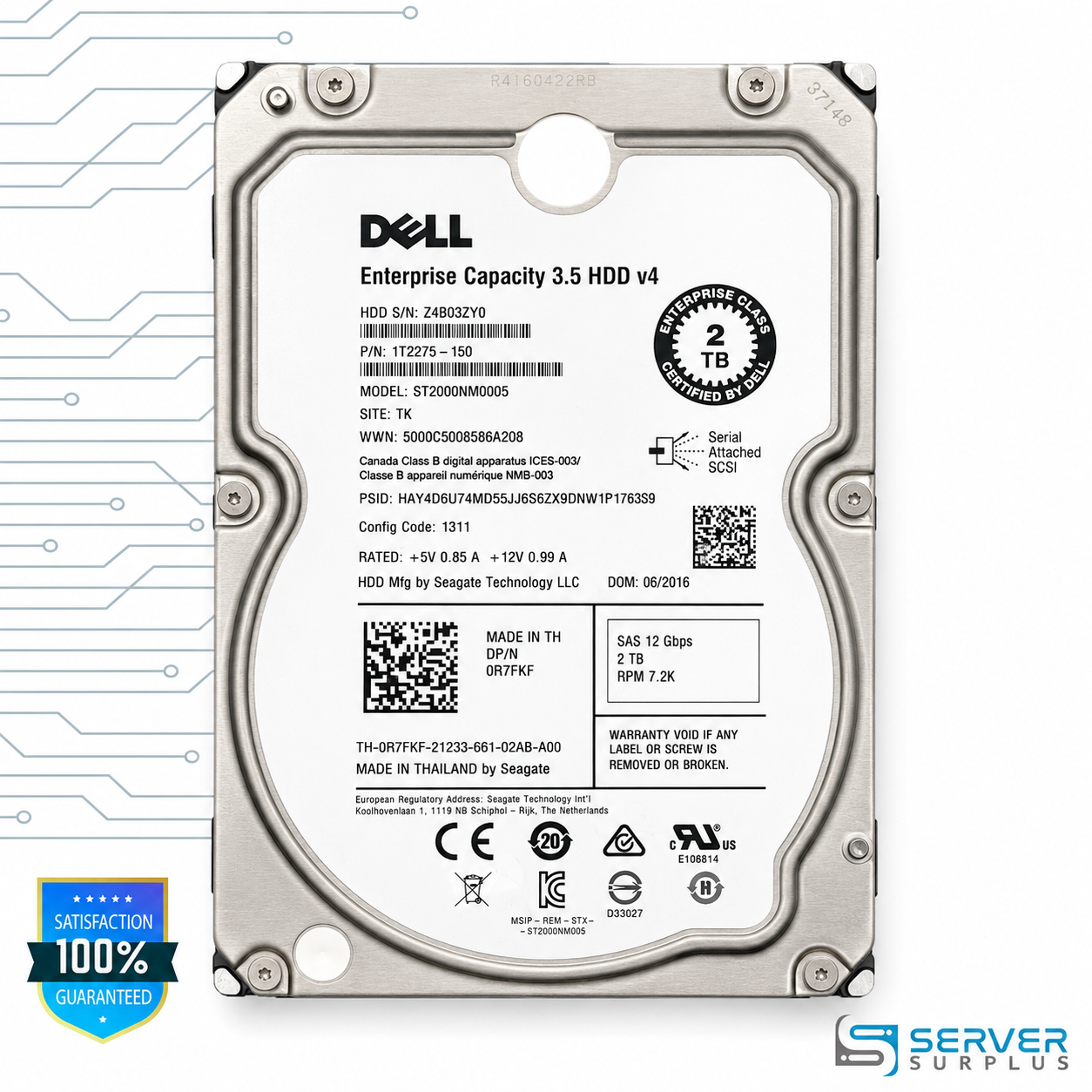 Dell ST2000NM0005 2TB SAS 12Gb/s 3.5-Inch Enterprise HDD | 0R7FKF