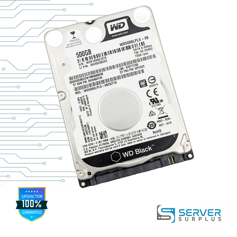 WD Black 500GB SATA 7.2K 2.5 in Enterprise HDD | WD5000LPLX-08