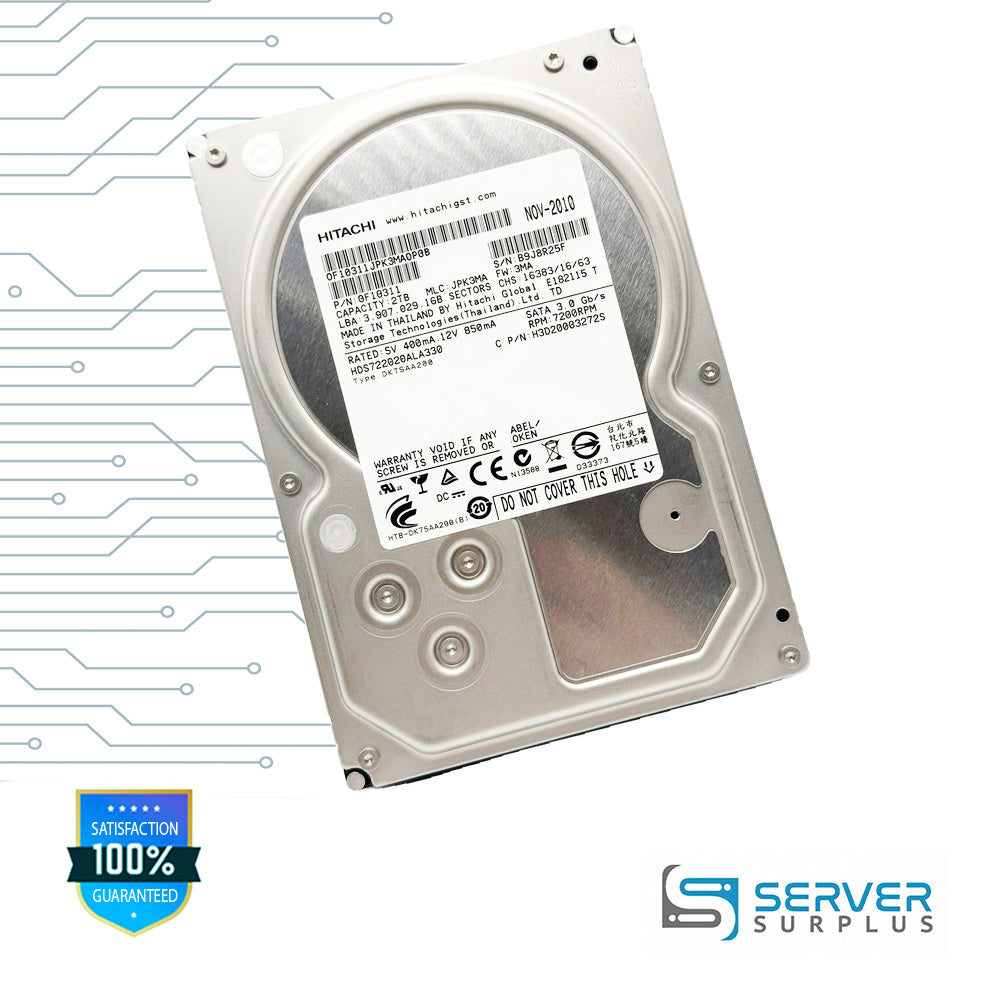 Hitachi HDS722020ALA330 2TB SATA 3.0 Gb/s 3.5-Inch Enterprise HDD | 0F10311