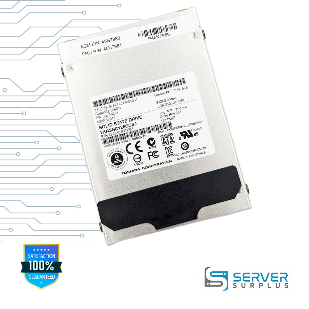 Lenovo 128GB SATA 3Gb/s 2.5 in Enterprise SSD | 45N7981 | THNSNC128GCSJ | 45N7980 | 45N7978