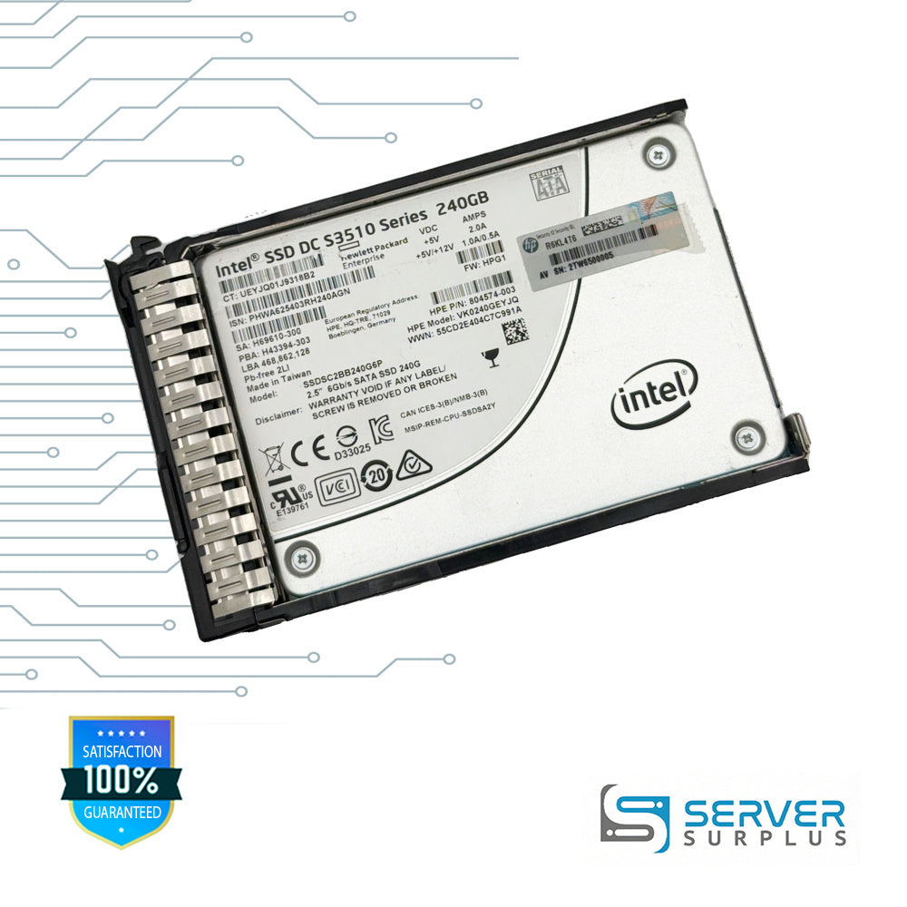 HP SSD DC S3510 Series 240GB SATA 6Gb/s 2.5 in Enterprise SSD | 804574-003 | SSDSC2BB240G6P | VK0240GEYJQ
