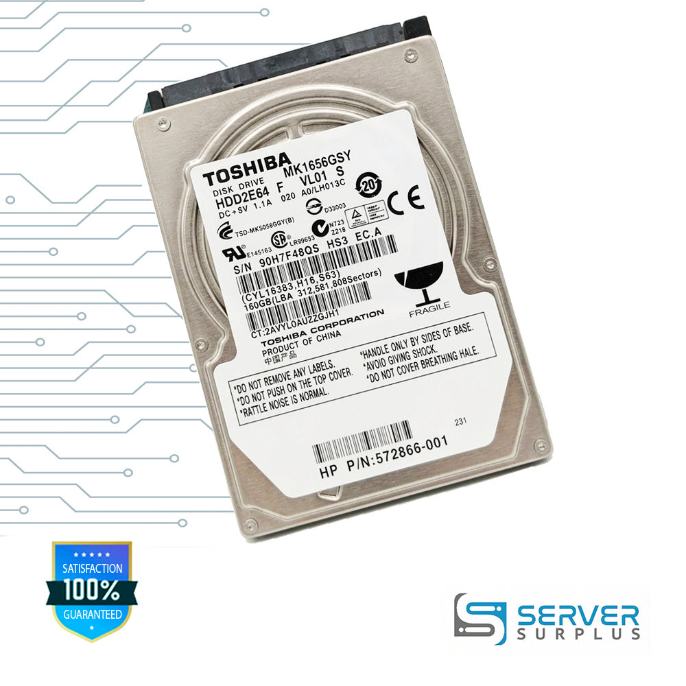 HP 160GB SATA 2.5 in Enterprise HDD | 572866-001 | MK1656GSY | 483186-001