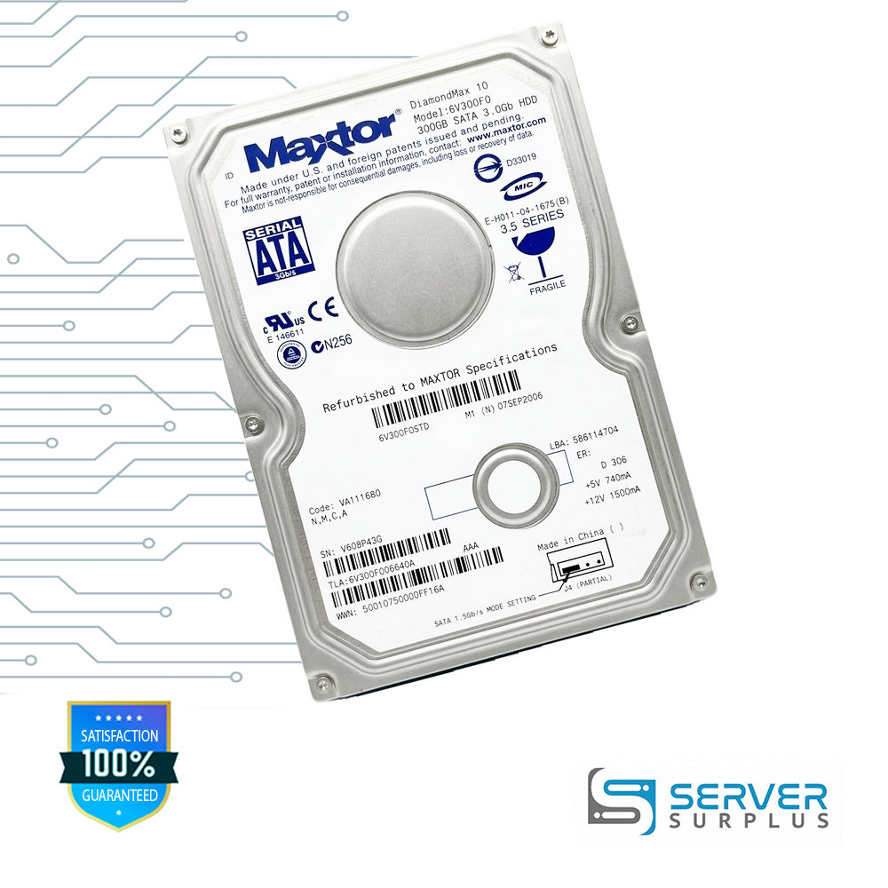 Maxtor DiamondMax 10 300GB SATA 3Gb/s 3.5 in Enterprise HDD | 6V300F0
