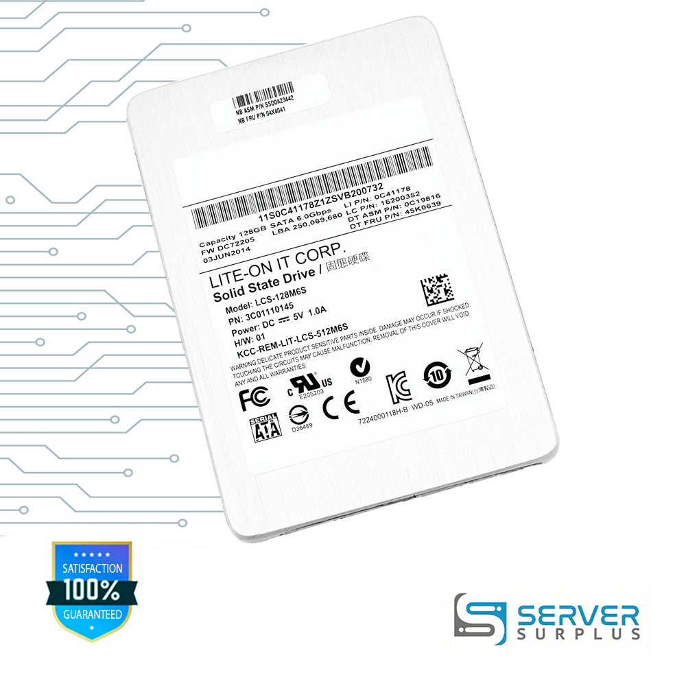 Lenovo LCS-128M6S 128GB SATA 6Gb/s 2.5 in Enterprise SSD | 04X4041 | 3C01110145 | 16200352 | 0C19816 | 45K0639 | 0C41178
