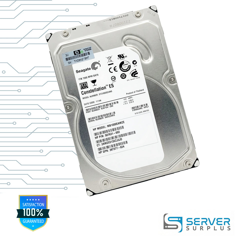 HP Constellation ES 1TB SATA 7.2K 3.5 in Enterprise HDD | 507631-002 | ST31000524NS | MB1000EAMZE | 397377-024