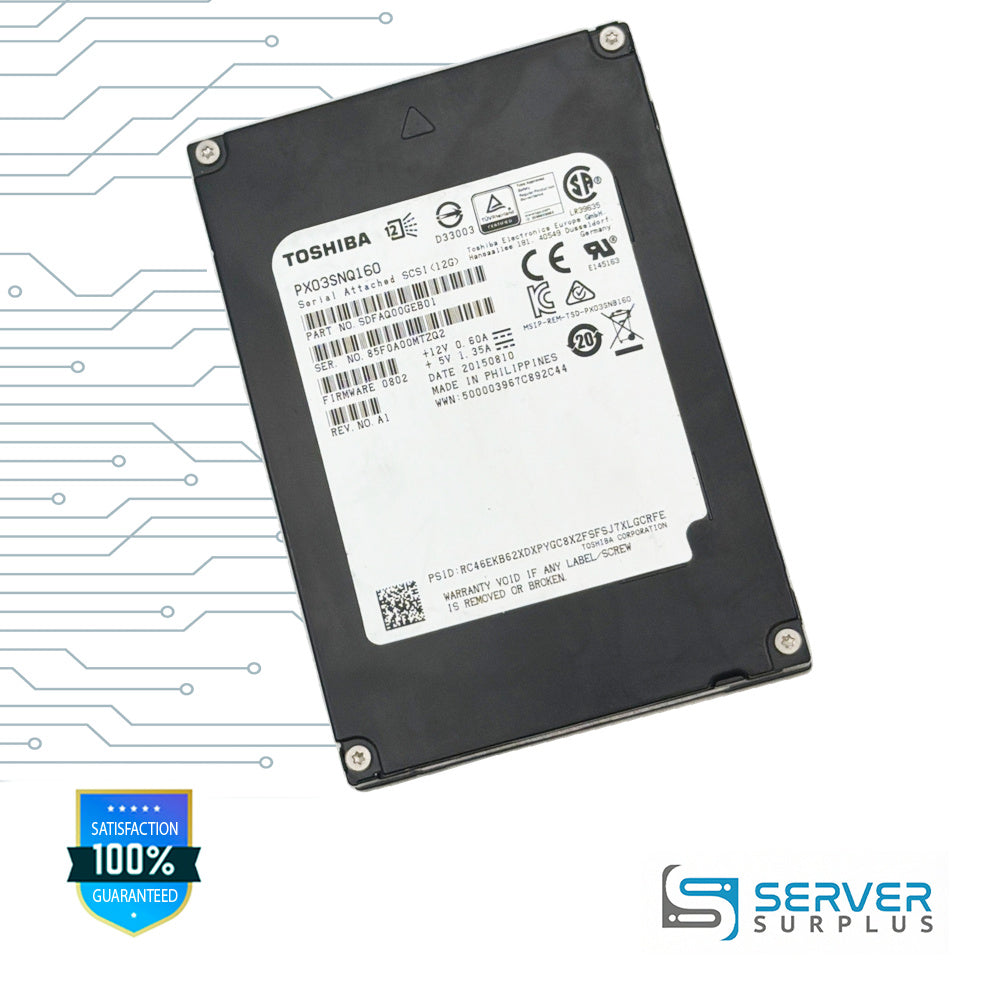 Toshiba PX03SNQ160 SAS 12Gb/s 2.5 in Enterprise SSD | SDFAQ00GEB01