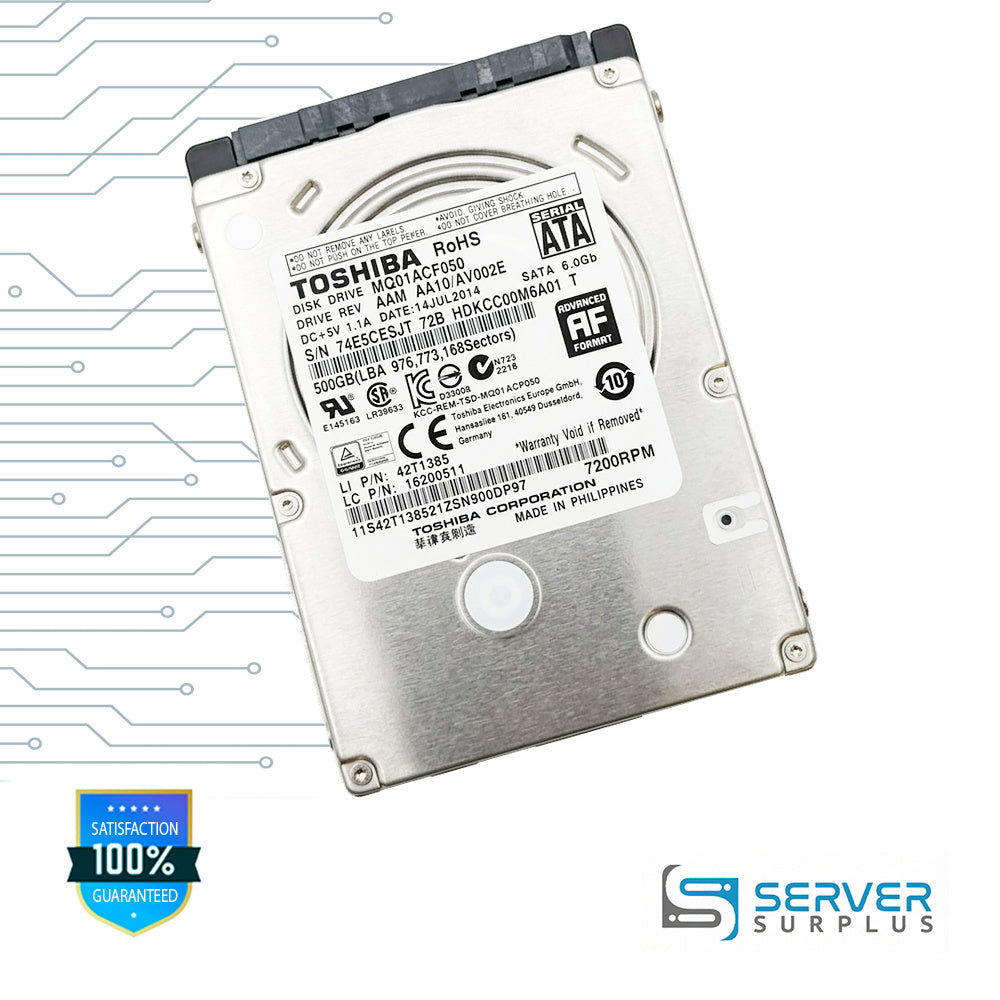 Lenovo 500GB SATA 6Gb/s 512e 2.5 in Enterprise HDD | 16200511 | MQ01ACF050 | 42T1385