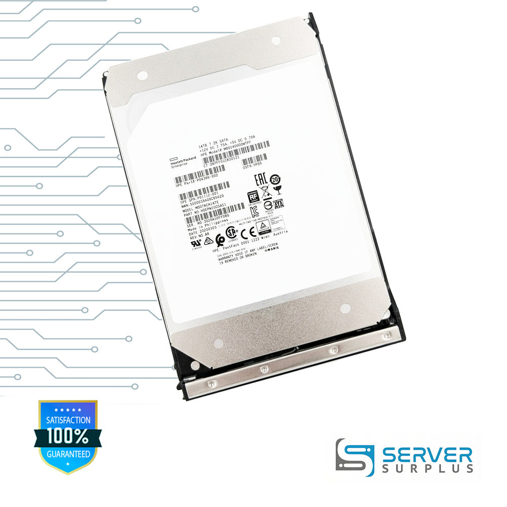 HPE 14TB SATA 7.2K 3.5 in Enterprise HDD | P04386-002 | MG07ACA14TE | MB014000GWTFF | P01112-001 | HDEPW10CGA51