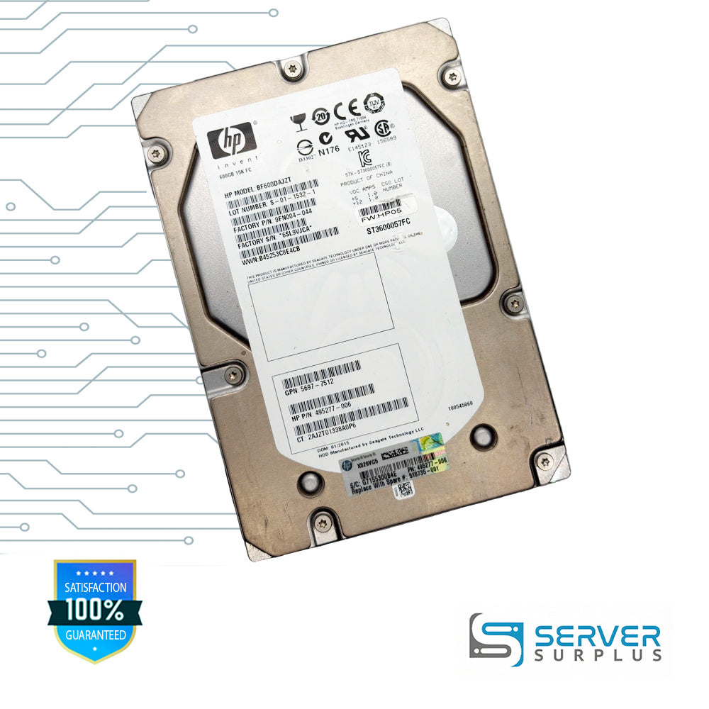 HP BF600DAJZT 600GB FC 3.5 in Enterprise HDD | 495277-006 | ST3600057FC | 518735-001 | BF600DAJZT | 5697-7512