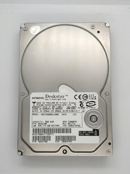 Hitachi HDS725050KLA360 500GB SATA 3.5-Inch Enterprise HDD | 0A32780