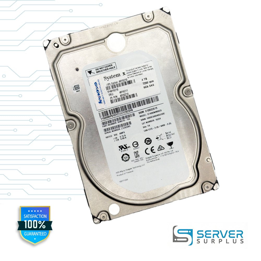 Lenovo Constellation ES.3 4TB SAS 7200 RPM 3.5 in Enterprise HDD | 49Y6211 | ST4000NM0023 | 49Y6210 | 49Y6214