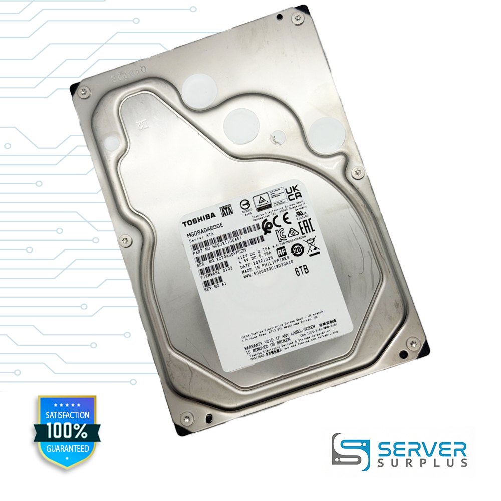 Toshiba MG08ADA600E 6TB SATA 3.5 in Enterprise HDD | HDEJX11GEA51 | MG08ADA600E