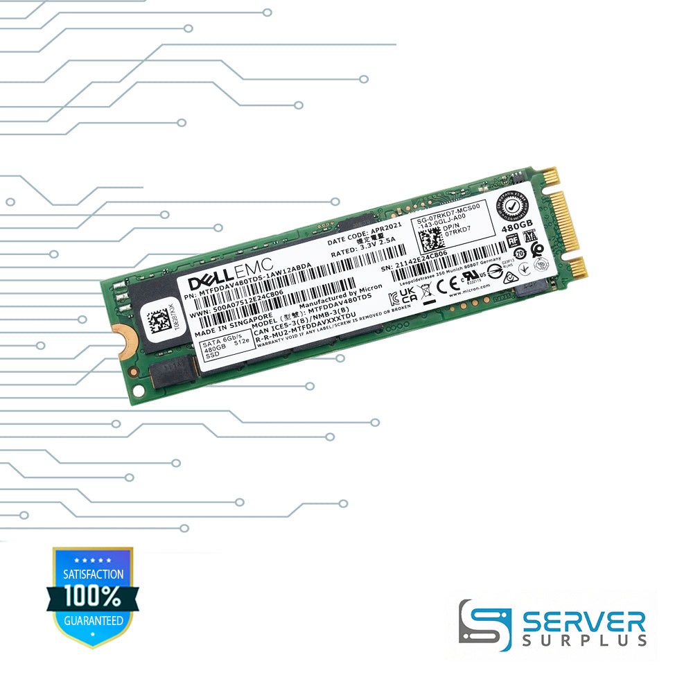 Dell MTFDDAV480TDS 480GB SATA 6Gb/s 512e M.2 Enterprise SSD | 07RKD7 | MTFDDAV480TDS-1AW1ZABDA | 7RKD7 | MTFDDAV480TDS