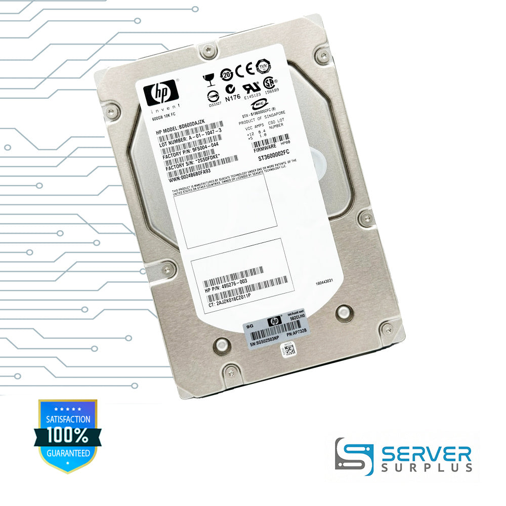 HP 600GB FC 10K 3.5 in Enterprise HDD | 495276-003 | ST3600002FC | BD600DAJZK | AP732B