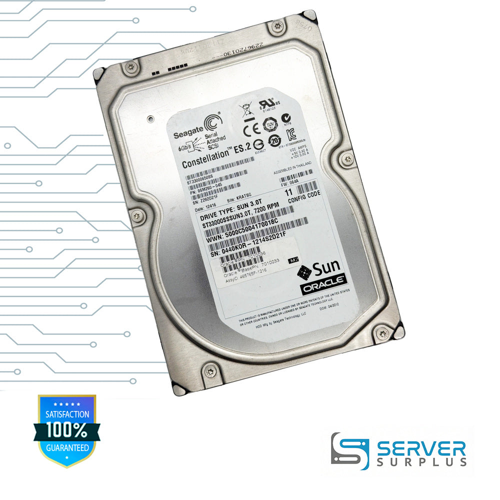 Oracle Constellation ES.2 3TB SAS 7200 RPM 3.5 in Enterprise HDD | 7010036 | ST33000650SS | BASEPN:7010033 | 465765F-1216