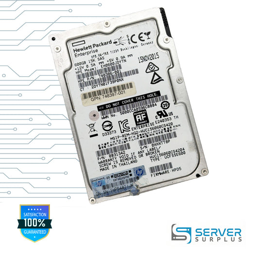 HPE HUC156060CS420 600GB SAS 15K 512e 2.5 in Enterprise HDD | 748386-001 | 0B31342 | 748397-001 | HUC156060CS4204