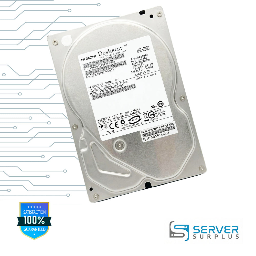 HP Deskstar 320GB SATA 7.2K 3.5 in Enterprise HDD | 505914-001 | 0A36889