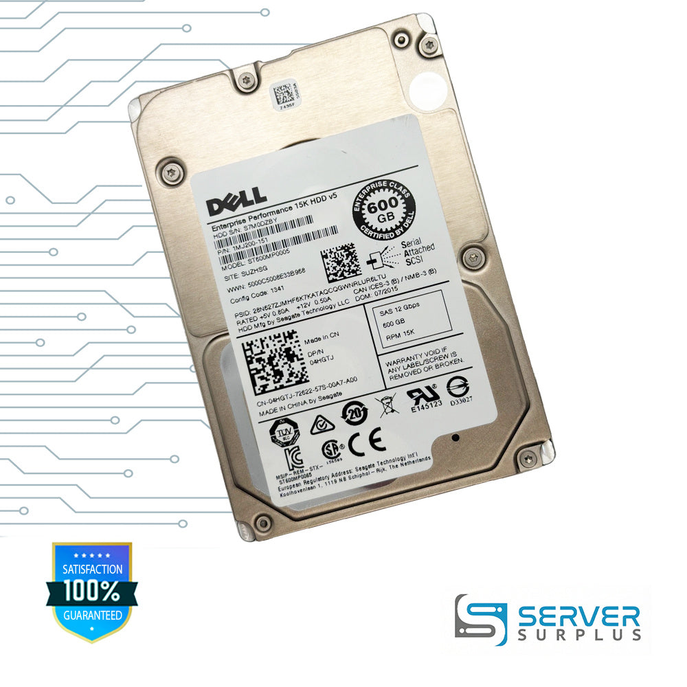 Dell Enterprise Performance 15K HDD v5 600GB SAS 12Gb/s 2.5 in Enterprise HDD | 04HGTJ | ST600MP0005 | 1MJ200-151 | 4HGTJ