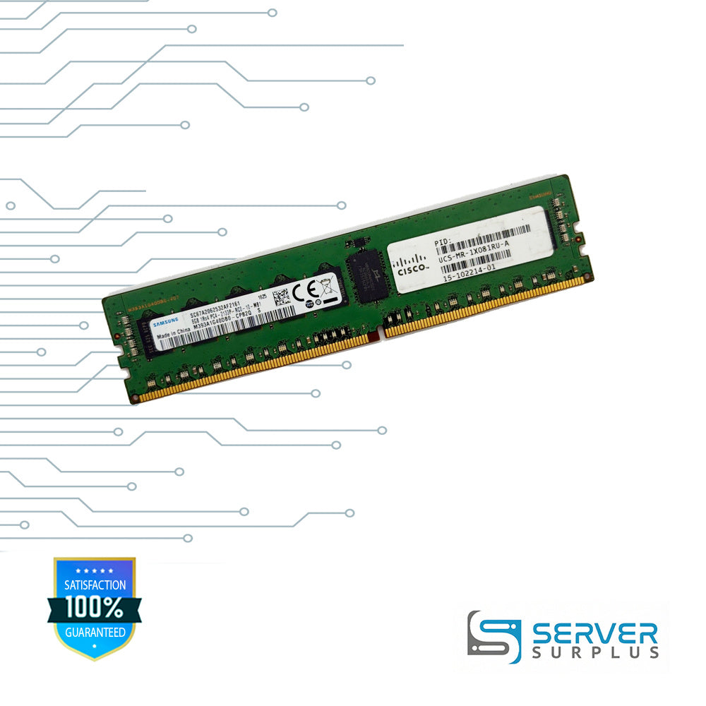 Cisco 8GB DDR4-2133 PC4-17000 1Rx4 ECC Registered 288-Pin RDIMM Server Memory | UCS-MR-1X081RU-A | M393A1G40DB0-CPB2Q