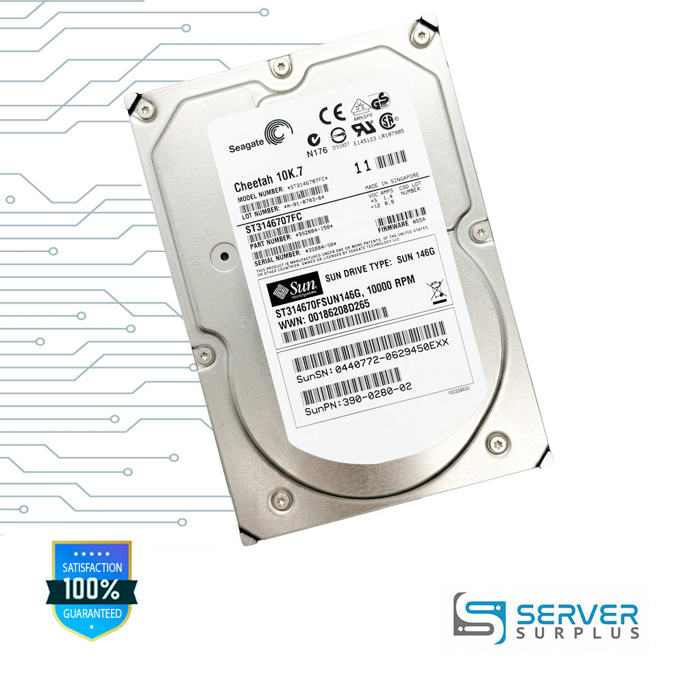 Sun Cheetah 10K.7 146GB FC 10K 3.5 in Enterprise HDD | 390-0280-02 | ST3146707FC