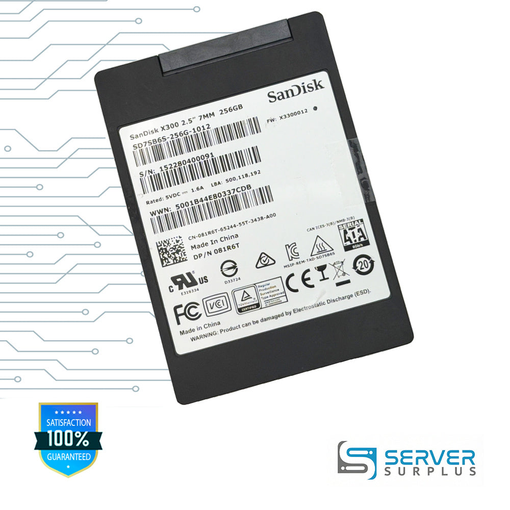 Dell X300 256GB SATA 6Gb/s 2.5 in Enterprise SSD | 081R6T | SD7SB6S-256G-1012 | 81R6T