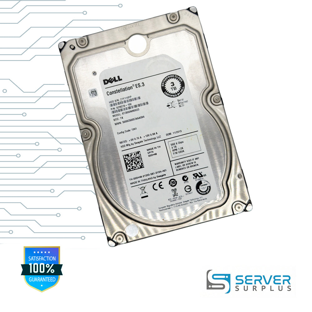 Dell Constellation ES.3 3TB SAS 6Gb/s 3.5-Inch Enterprise HDD | 055H49 | ST3000NM0023