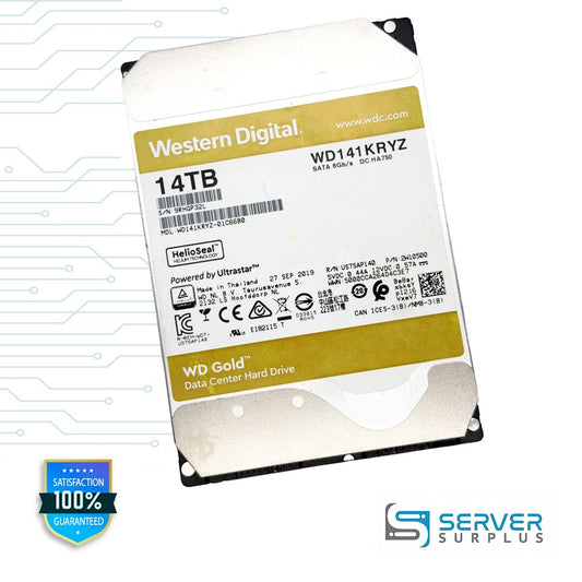 WD Gold 14TB SATA 6Gb/s 3.5 in Enterprise HDD | WD141KRYZ | WD141KRYZ-01C66B0 | US7SAP140 | 2W10500