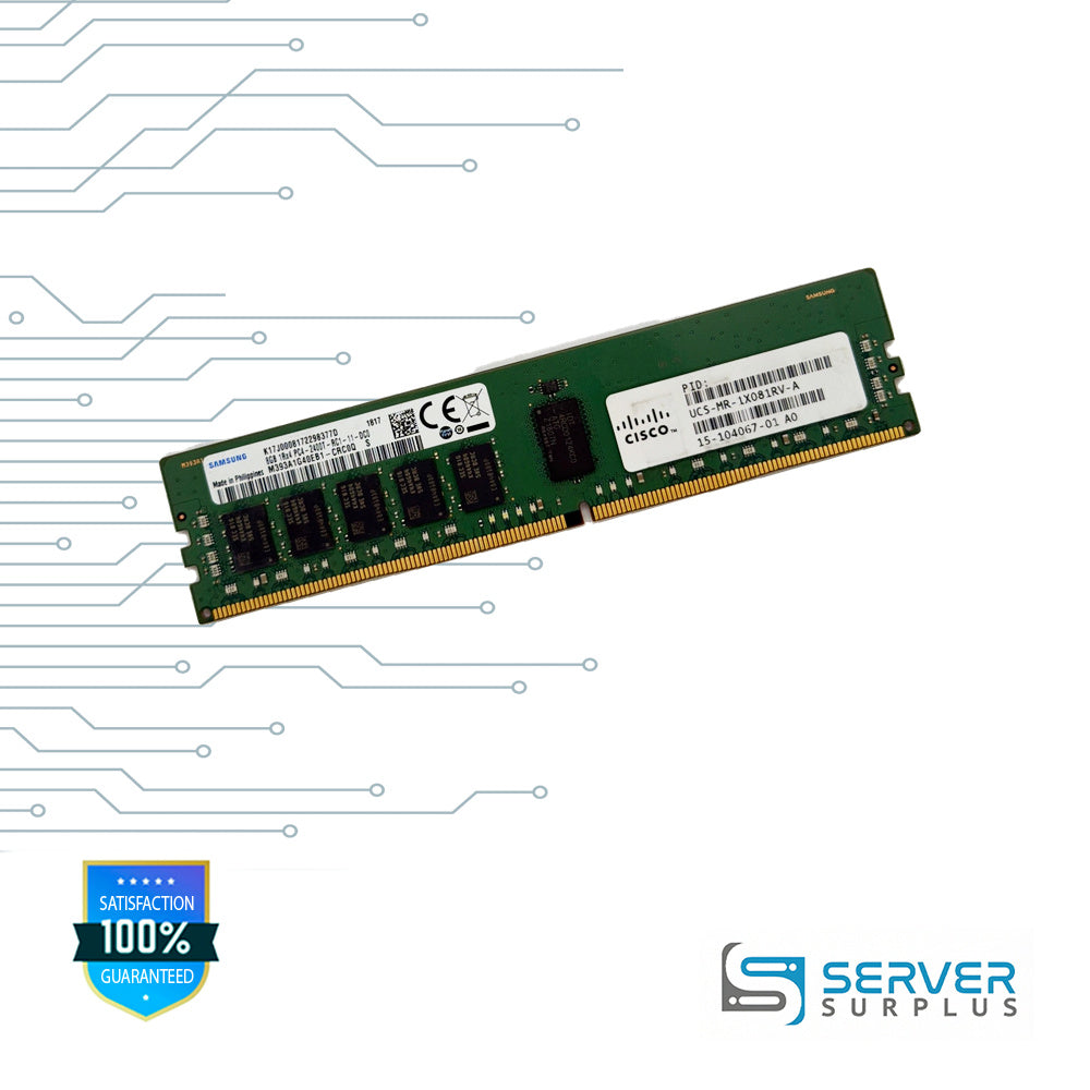 Cisco 8GB DDR4-2400 PC4-19200 1Rx4 ECC Registered 288-Pin RDIMM Server Memory | UCS-MR-1X081RV-A | M393A1G40EB1-CRC0Q | 15-104067-01
