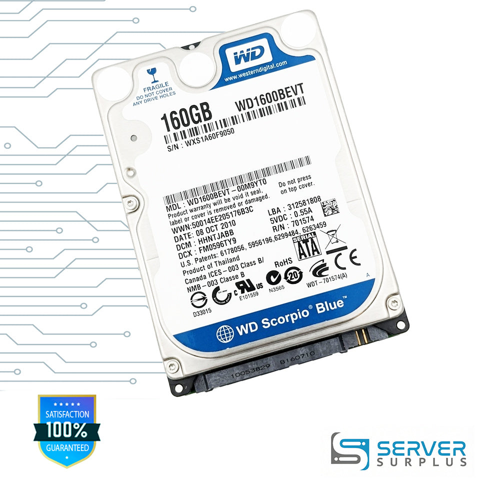 WD Scorpio Blue 160GB SATA 2.5 in Enterprise HDD | WD1600BEVT