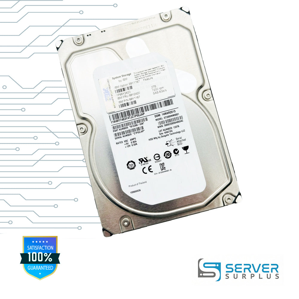 IBM 2TB SAS 6Gb/s 3.5 in Enterprise HDD | 98Y2420 | ST2000NM0001 | 99Y1167
