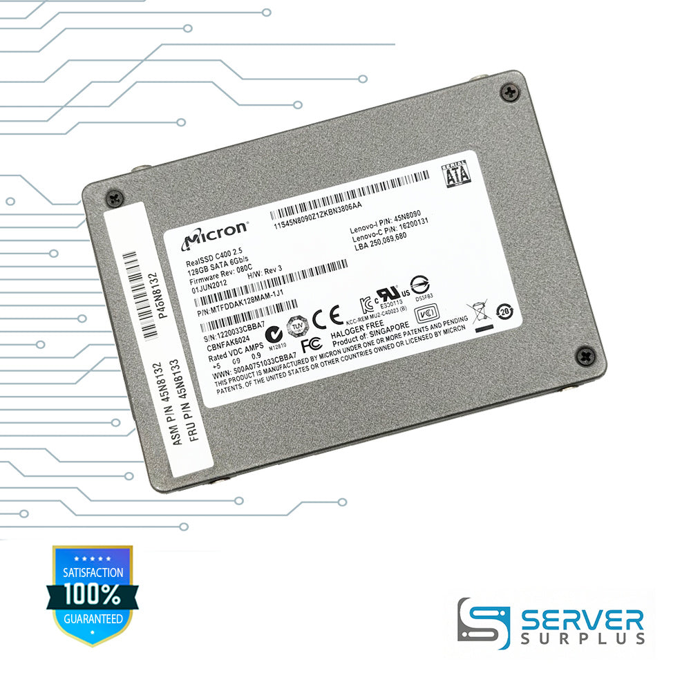 Lenovo RealSSD C400 128GB SATA 6Gb/s 2.5 in Enterprise SSD | 45N8132 | MTFDDAK128MAM-1J1 | 45N8090 | 16200131