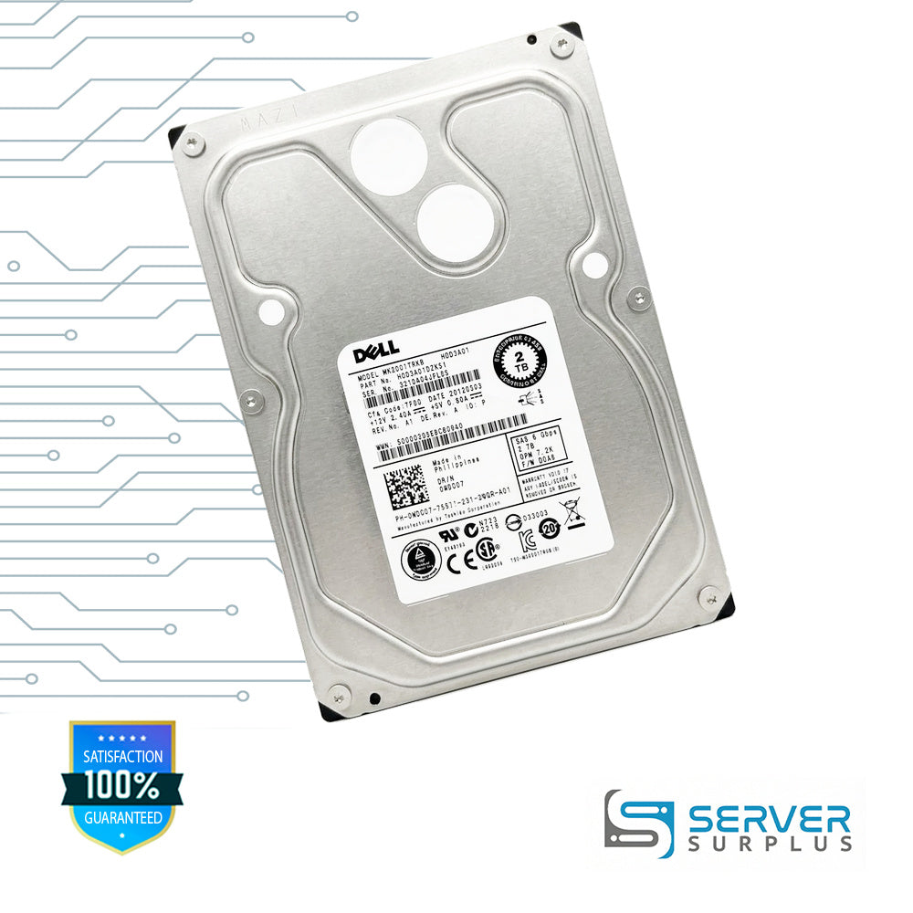 Dell MK2001TRKB 2TB SAS 6Gb/s 3.5 in Enterprise HDD | 0WDC07 | HDD3A01DK51 | PH-0WDC07-75571-231-2WGR-A01 | WDC07