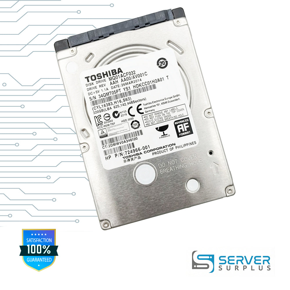 HP 320GB SATA 512e 2.5 in Enterprise HDD | 724966-001 | MQ01ACF032 | 634862-001