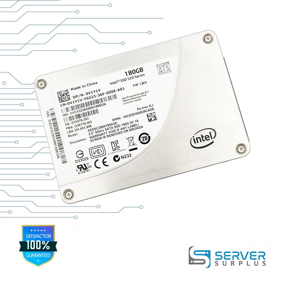 Dell SSD 520 Series 180GB SATA 6Gb/s 2.5 in Enterprise SSD | 0V1Y1V | SSDSC2BW180A3D | V1Y1V