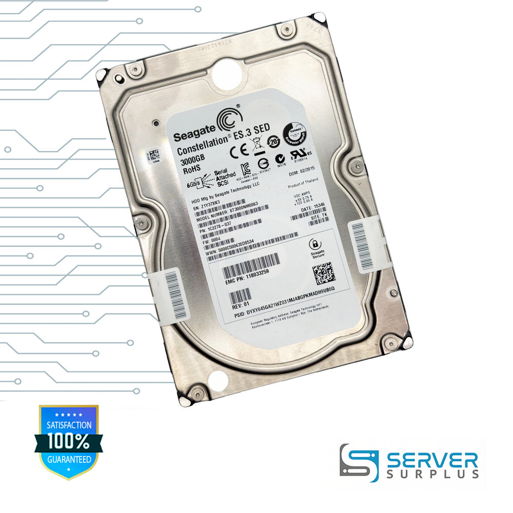 EMC Constellation ES.3 SED 3TB SAS 6Gb/s 3.5-Inch Enterprise HDD | 118033259 | ST3000NM0063
